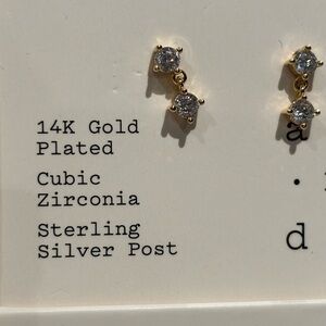 A new day 14k gold plated cubic zirconia simple earrings